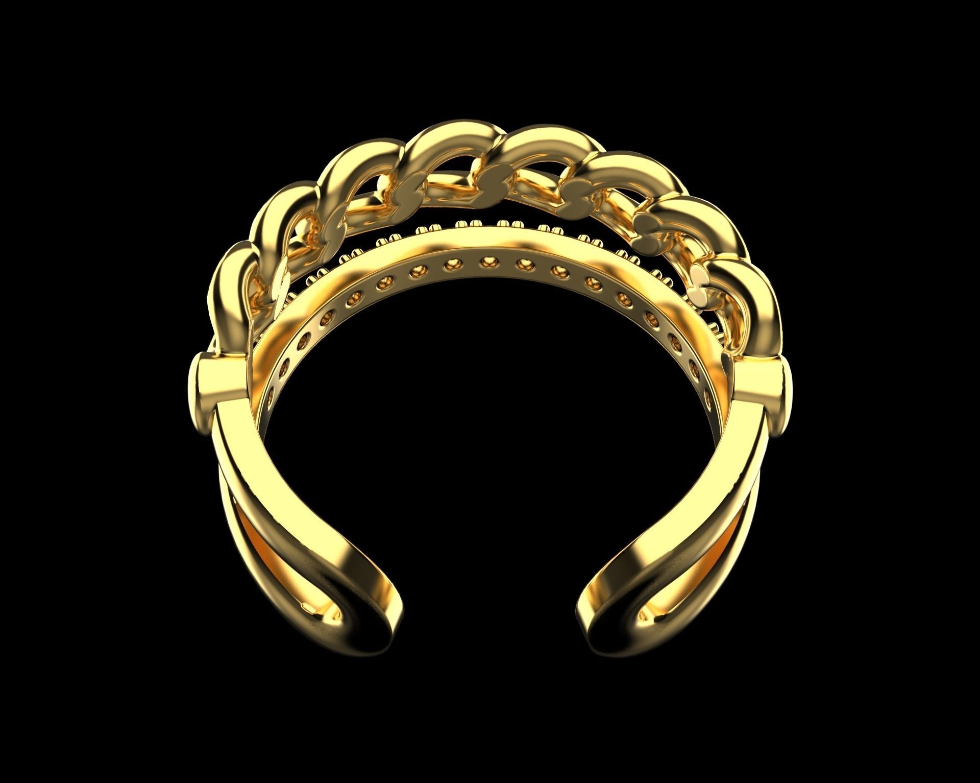 Chain Ring with Diamonds N25 3D print model_9