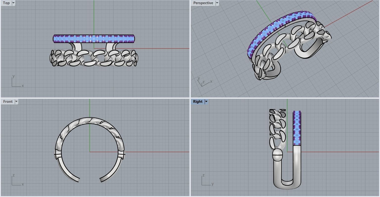 Chain Ring with Diamonds N25 3D print model_19