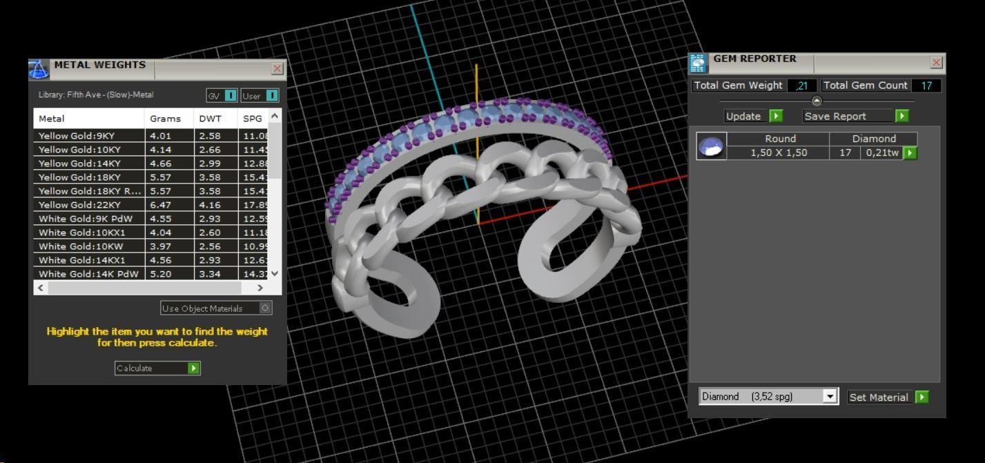 Chain Ring with Diamonds N25 3D print model_5