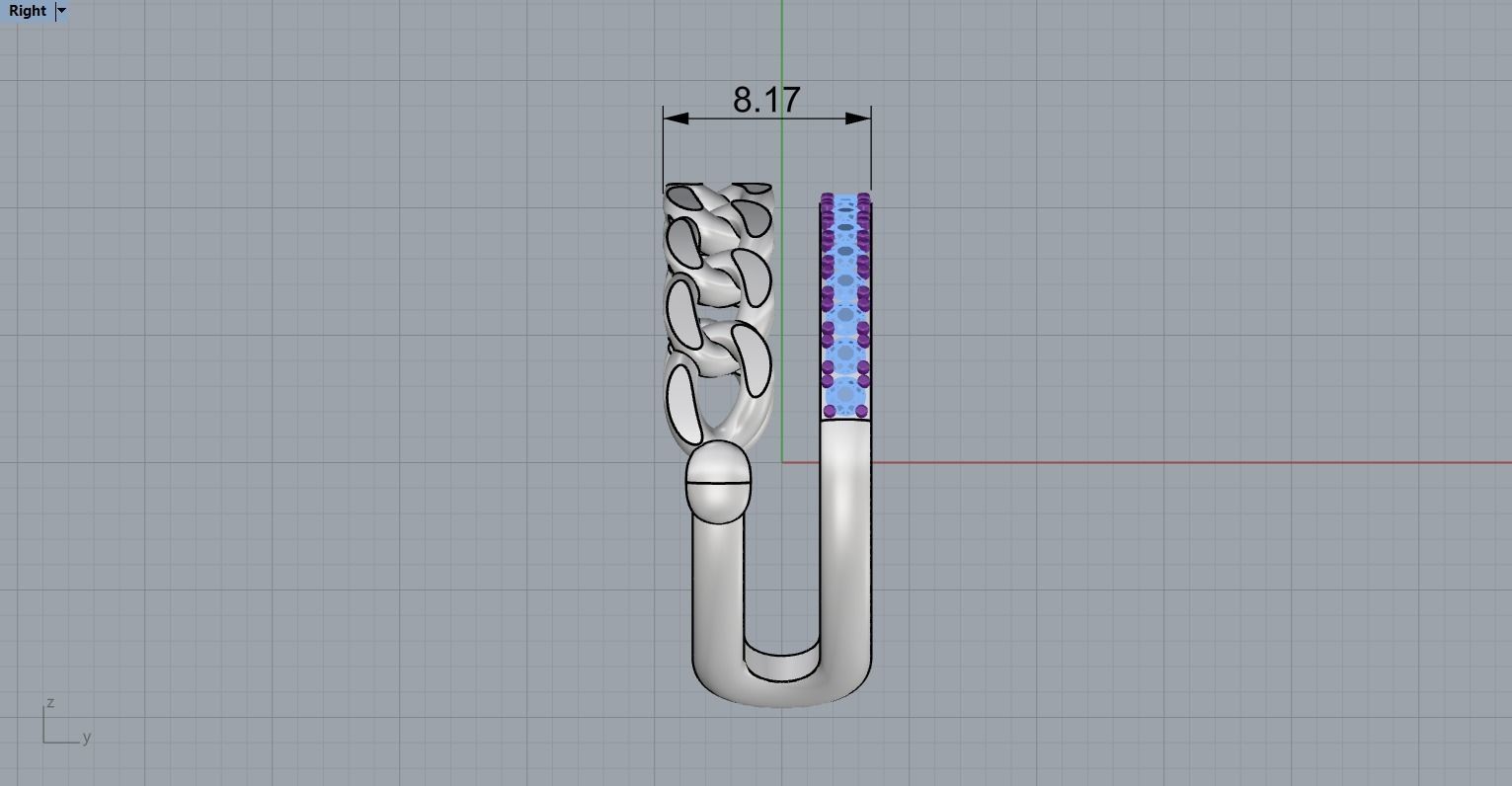 Chain Ring with Diamonds N25 3D print model_8