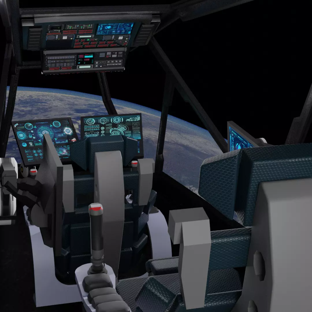 Sci - Fi Cockpit Low-poly 3D model_0