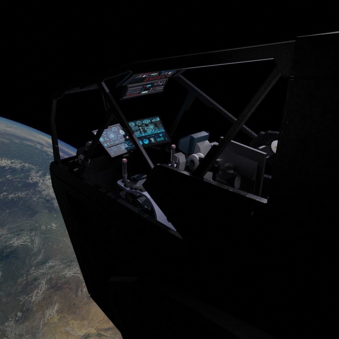 Sci - Fi Cockpit Low-poly 3D model_1