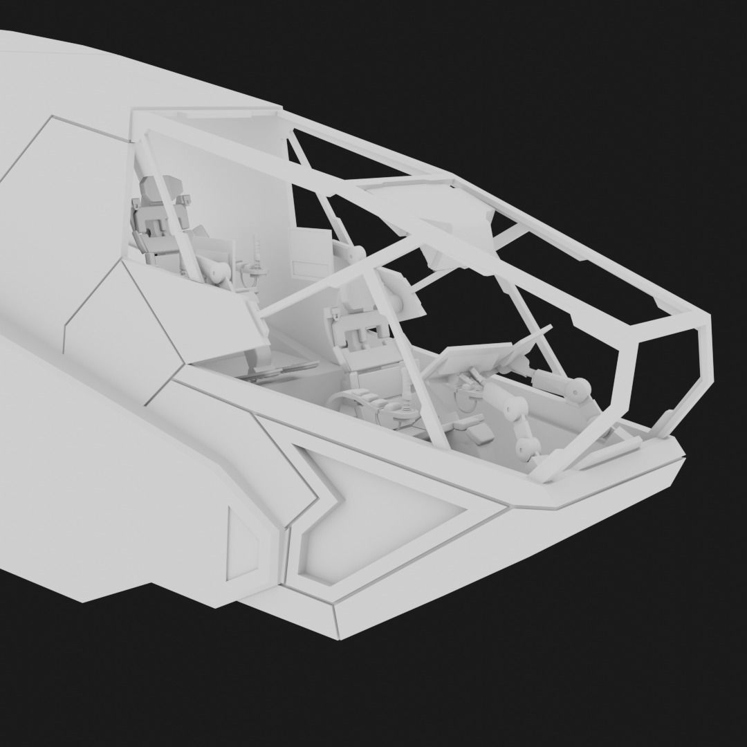Sci - Fi Cockpit Low-poly 3D model_4