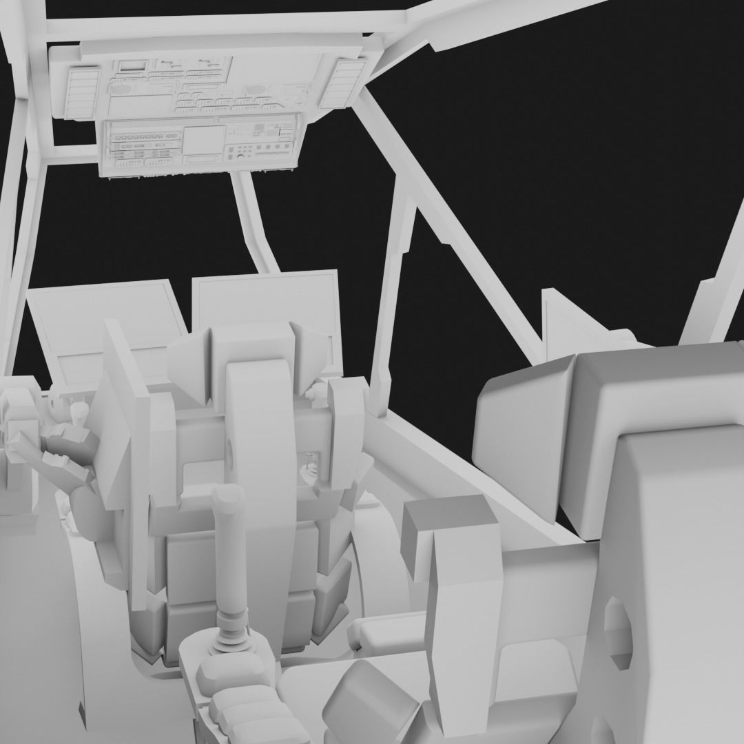 Sci - Fi Cockpit Low-poly 3D model_2