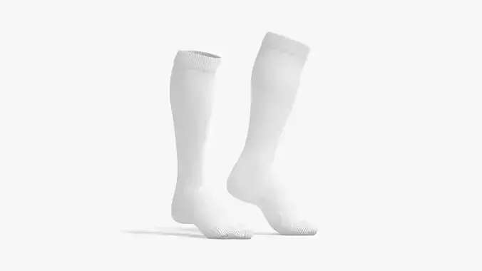 White Knee High Socks stand on tiptoe - fabric sox pair