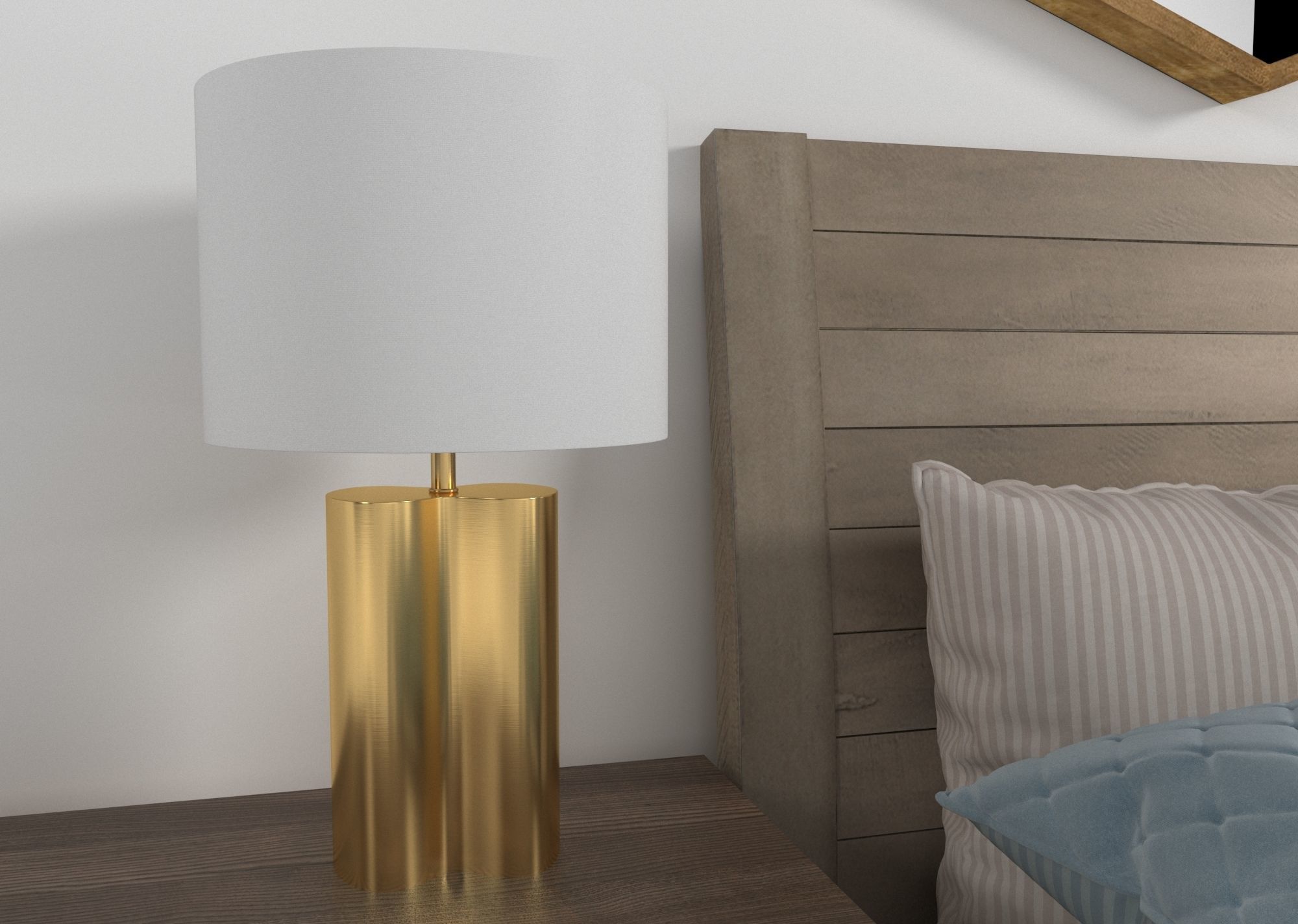 bedroom set hexagonal wall mirror 3D model_4