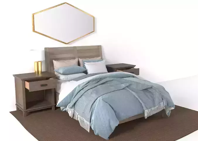 bedroom set hexagonal wall mirror