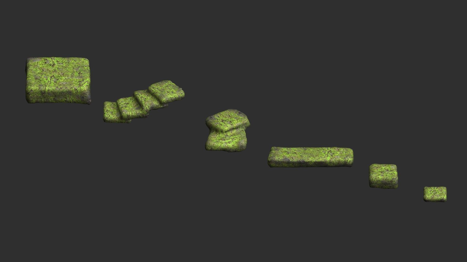 Stone Platforms - Moss 1 Low-poly 3D model_11