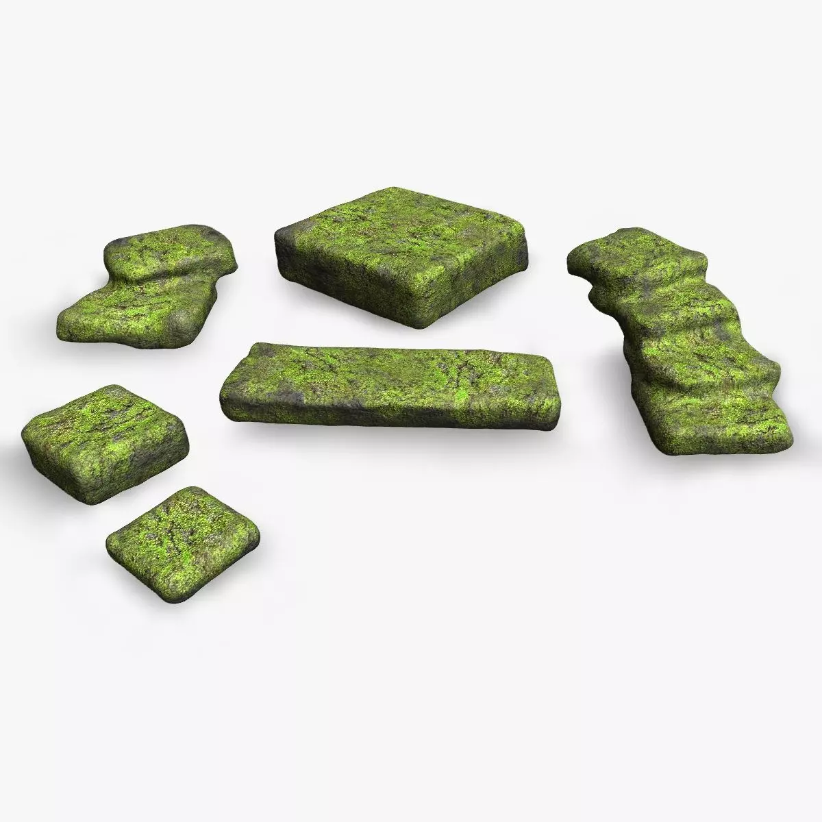 Stone Platforms - Moss 1 Low-poly 3D model_0