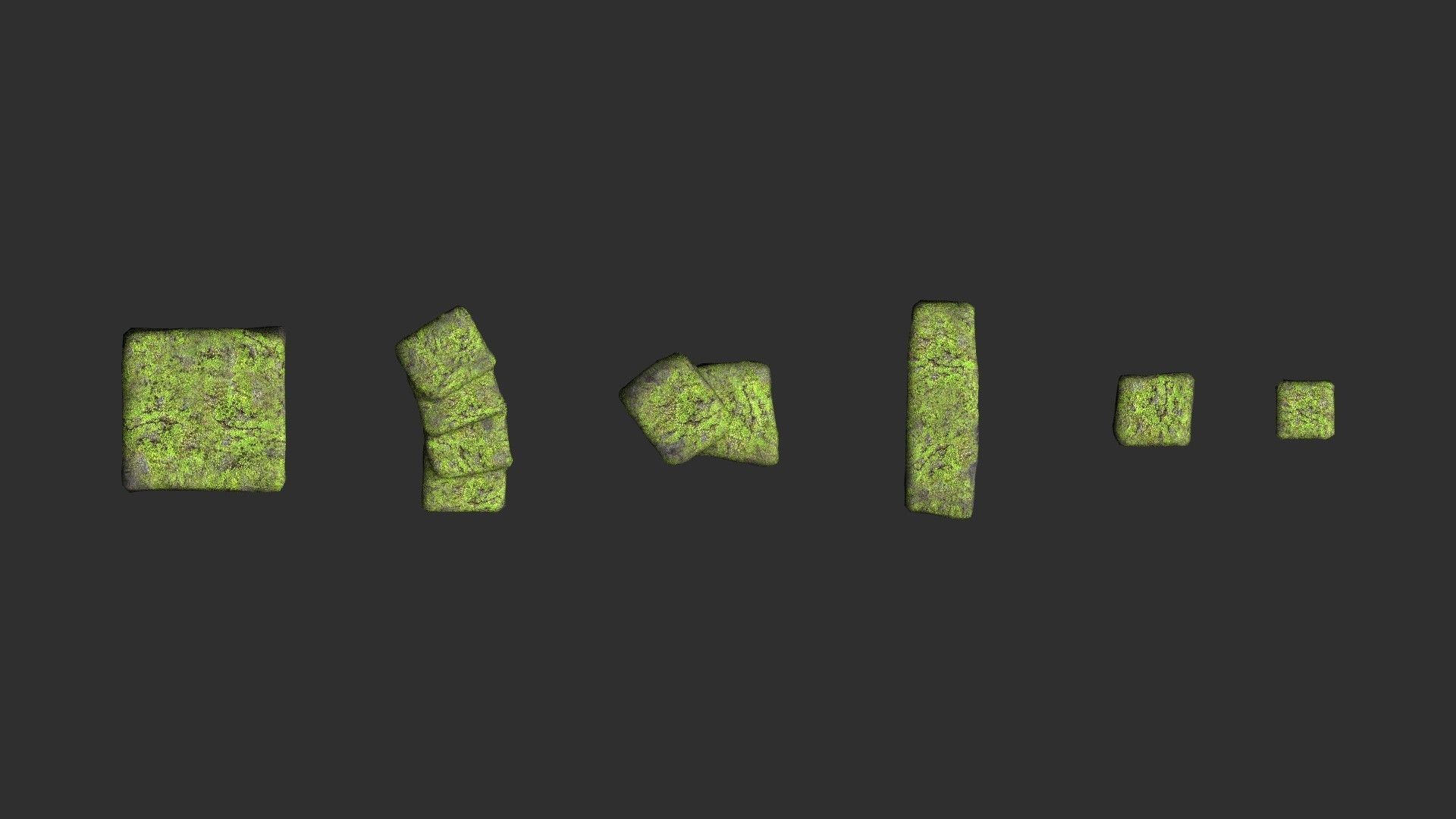 Stone Platforms - Moss 1 Low-poly 3D model_2