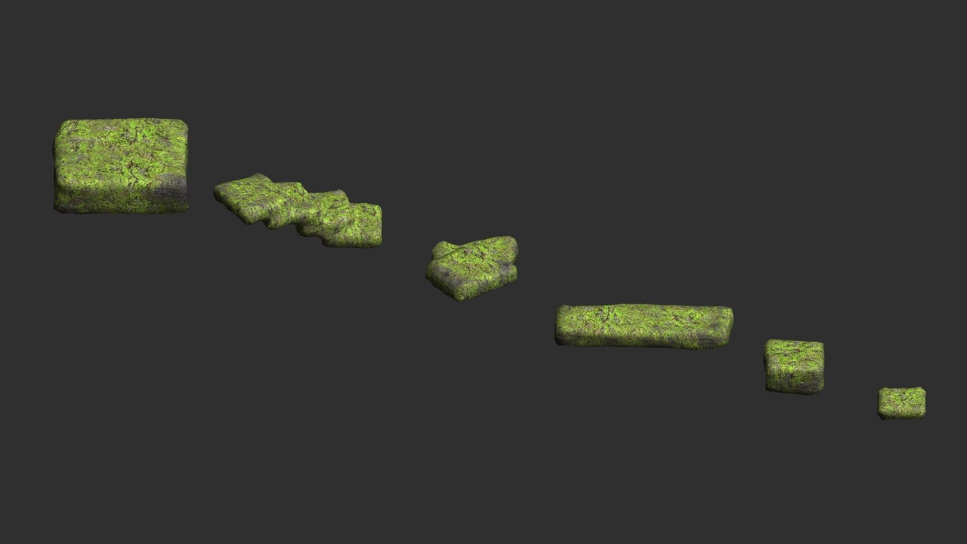 Stone Platforms - Moss 1 Low-poly 3D model_10