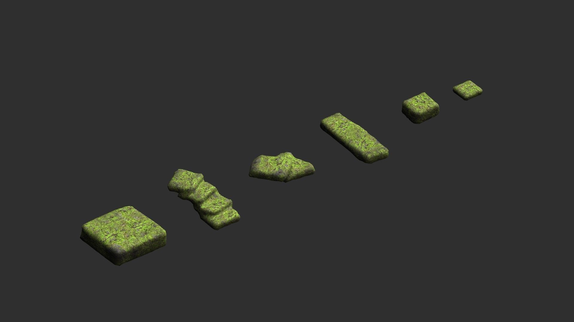 Stone Platforms - Moss 1 Low-poly 3D model_3