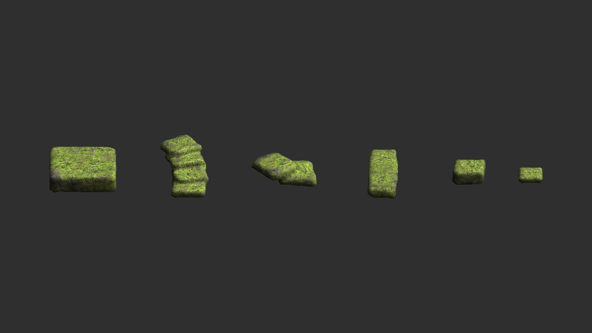 Stone Platforms - Moss 1 Low-poly 3D model_1