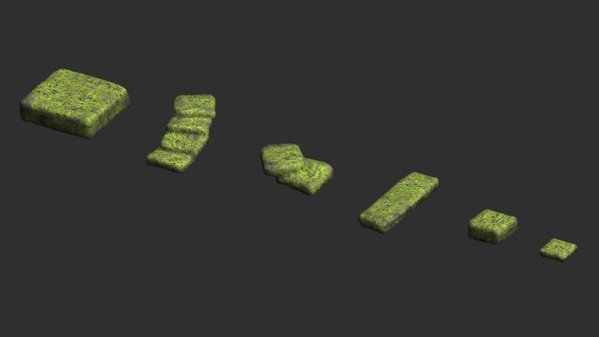 Stone Platforms - Moss 1 Low-poly 3D model_12
