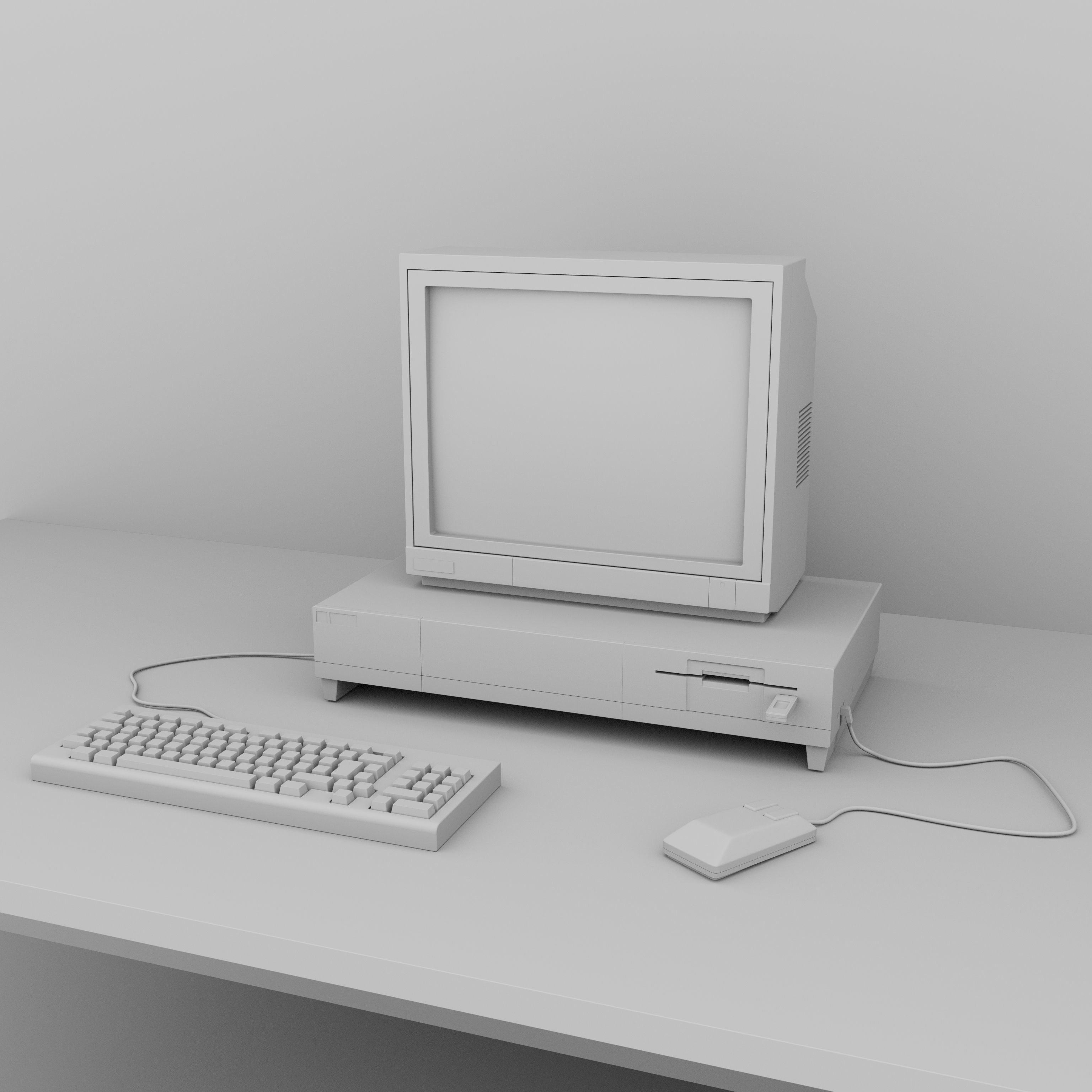 Commodore - Retro Computer with Keyboard and Mouse 3D model_1