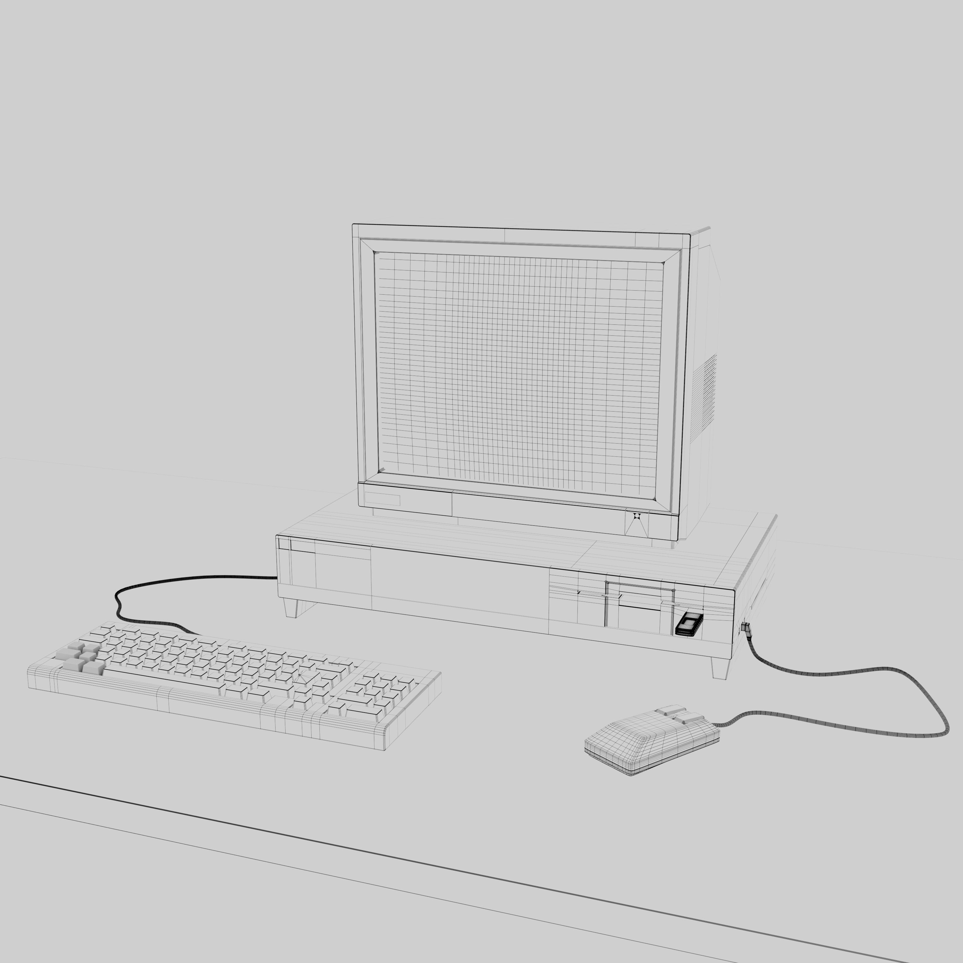 Commodore - Retro Computer with Keyboard and Mouse 3D model_2