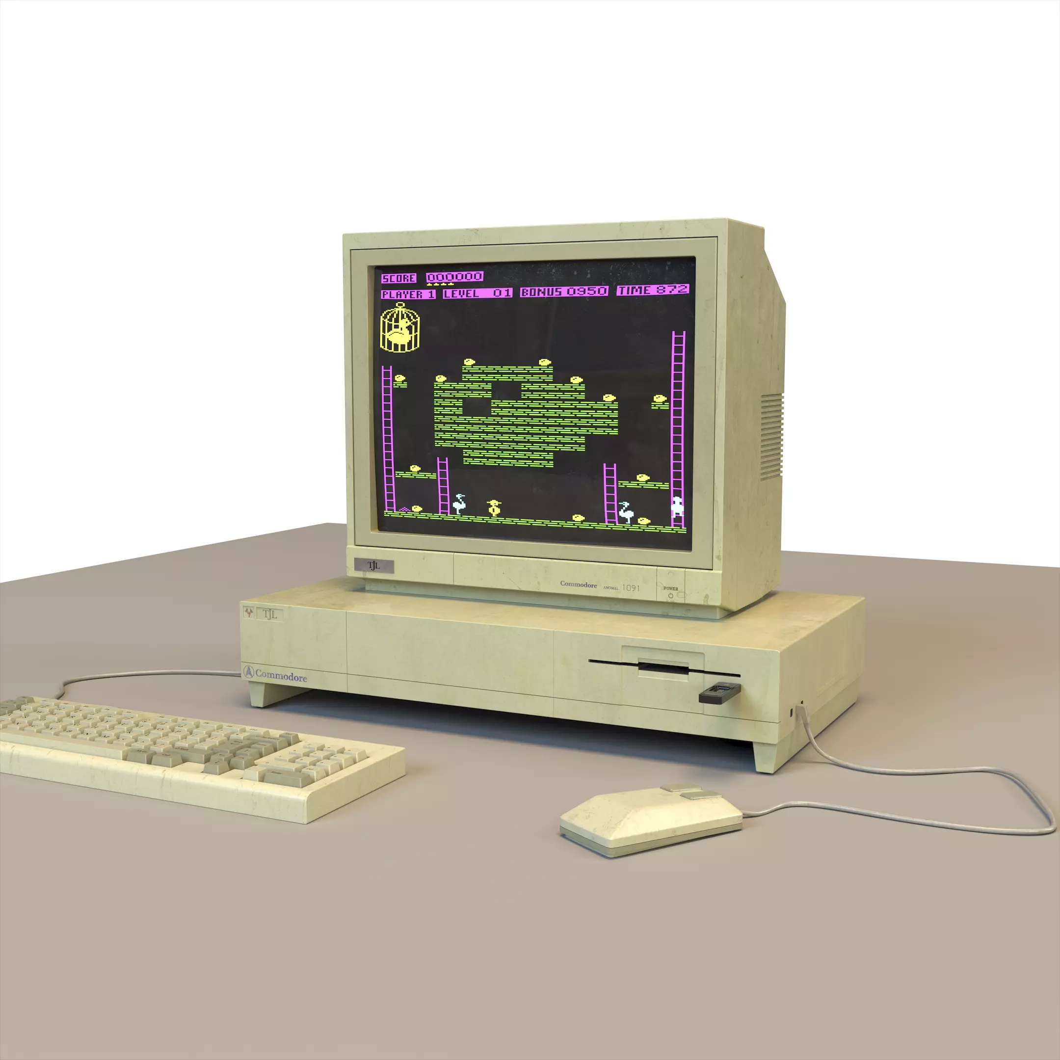 Commodore - Retro Computer with Keyboard and Mouse 3D model_0