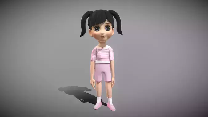 Cartoon Girl Low-poly 3D model