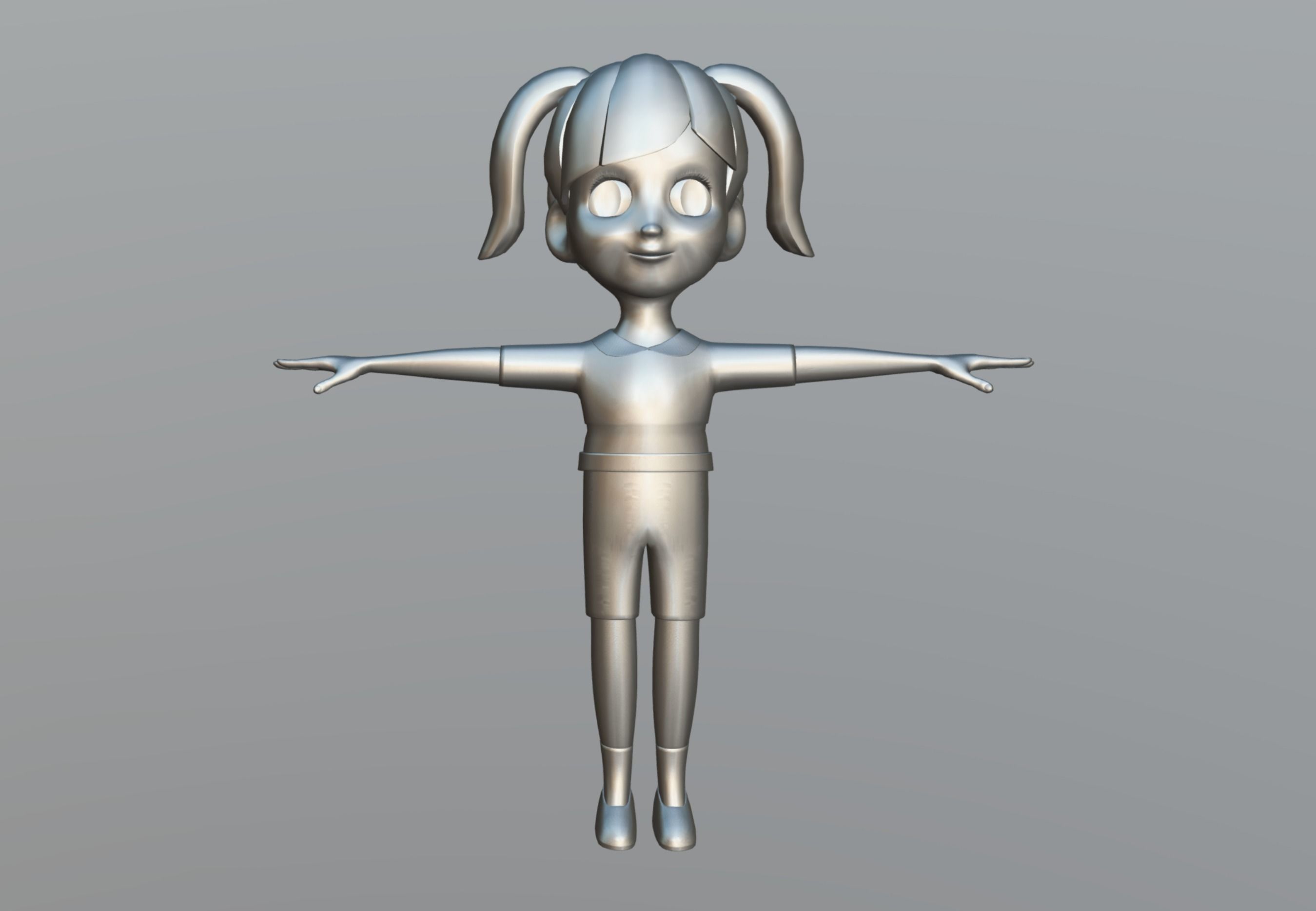 Cartoon Girl Low-poly 3D model_10