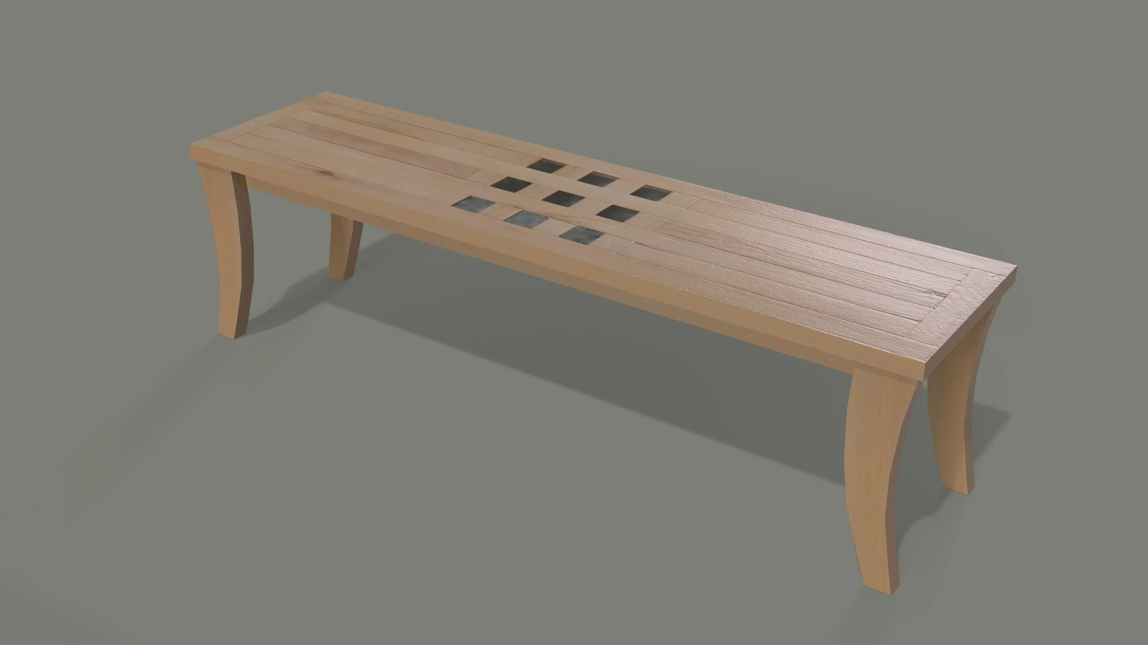 wooden bench Low-poly 3D model