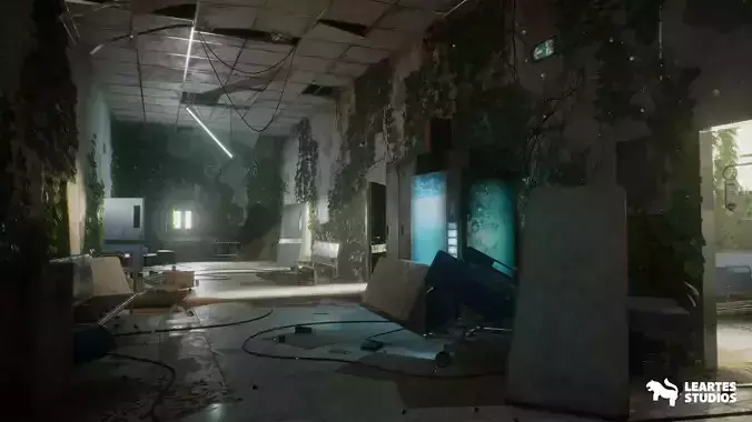 Abandoned Post-Apocalyptic Hospital Environment Low-poly 3D model