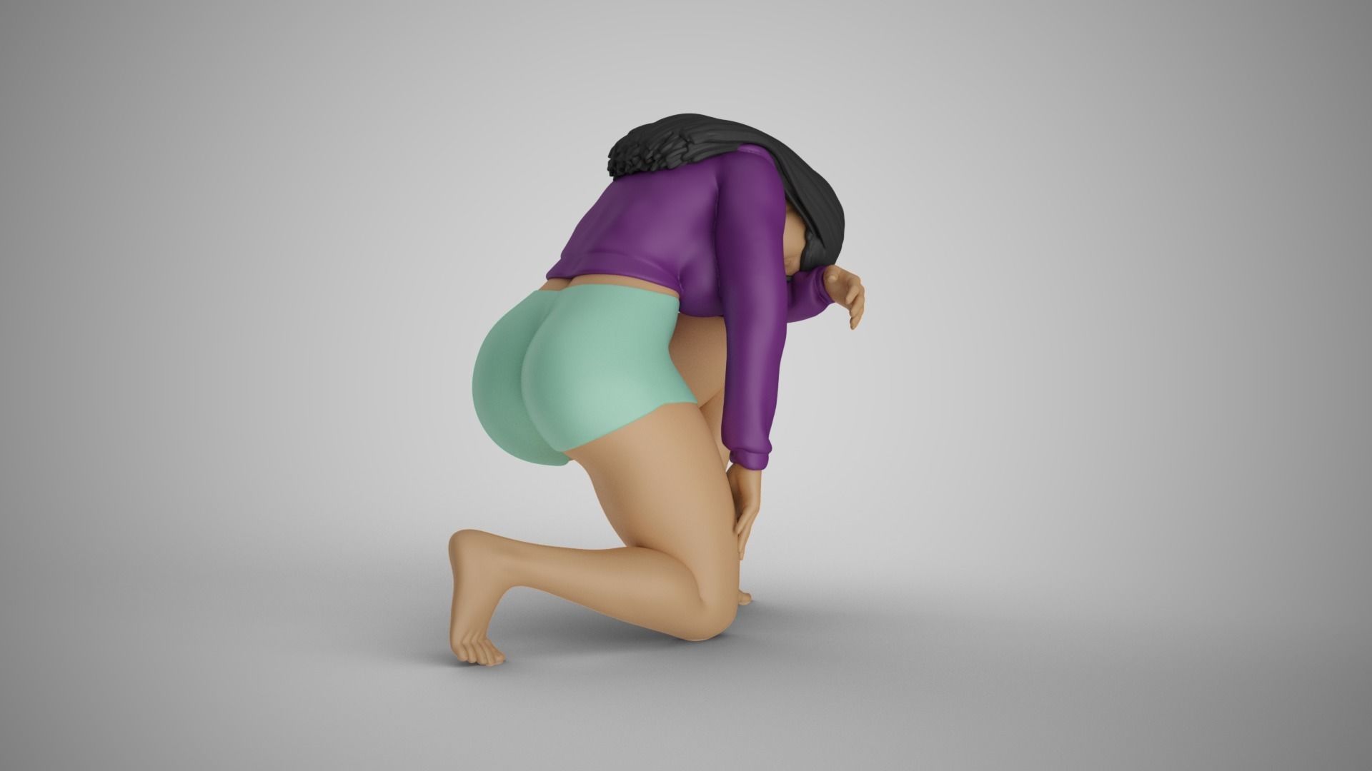 Exhausted Girl 3D print model_5
