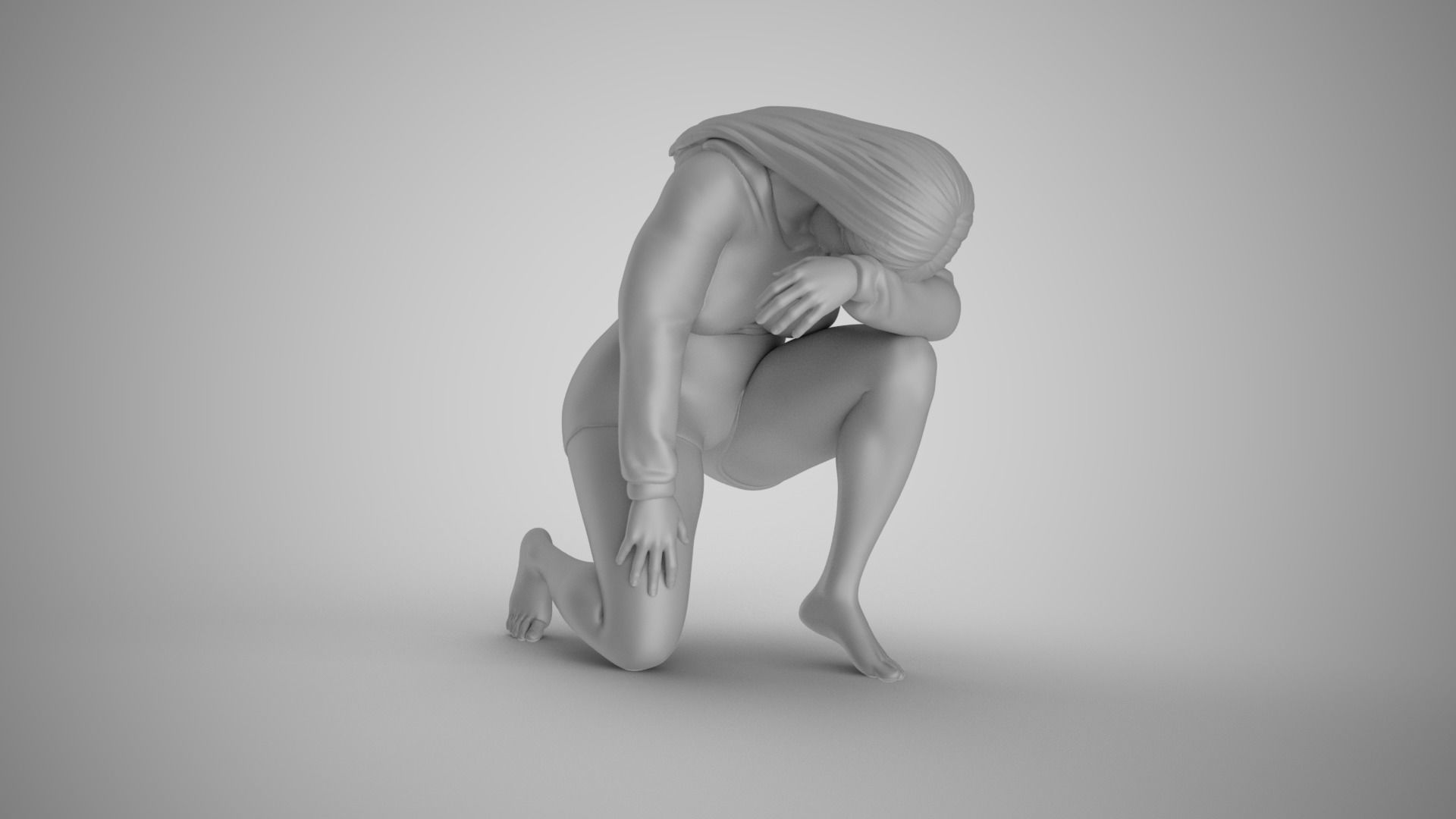 Exhausted Girl 3D print model_1