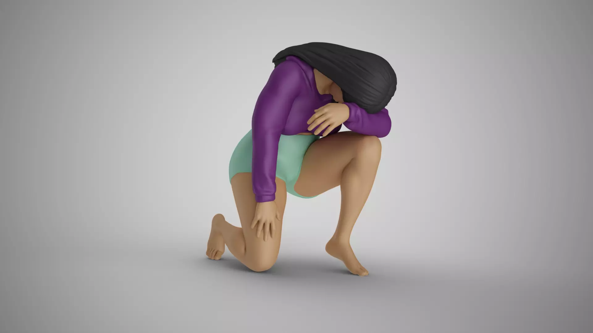 Exhausted Girl 3D print model_0