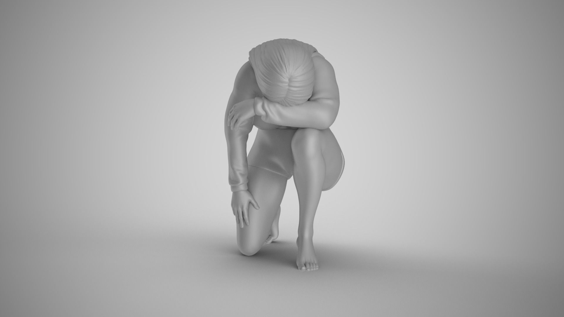 Exhausted Girl 3D print model_2