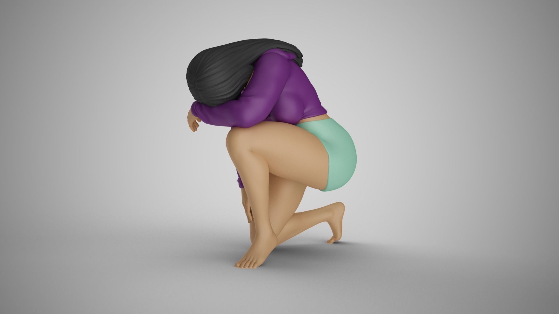 Exhausted Girl 3D print model_9