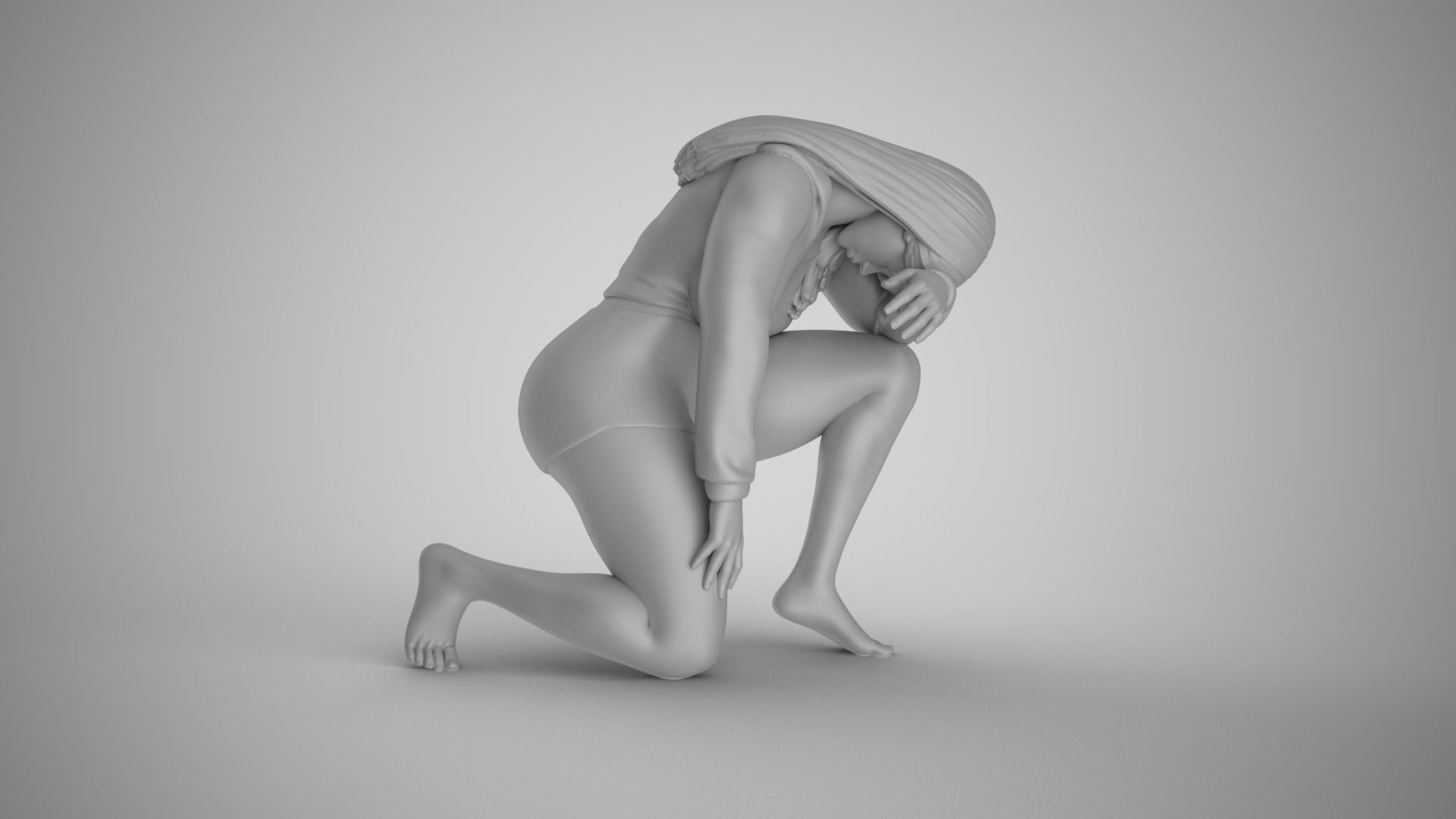 Exhausted Girl 3D print model_3