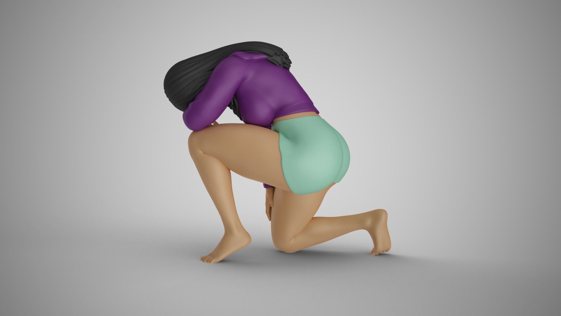 Exhausted Girl 3D print model_8