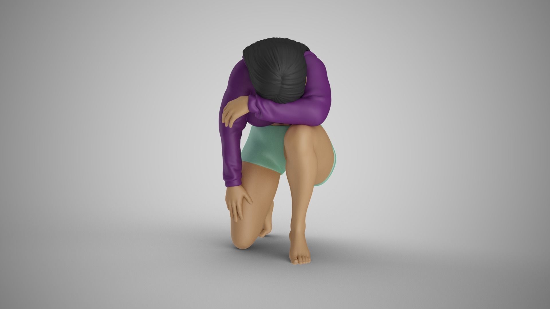 Exhausted Girl 3D print model_10