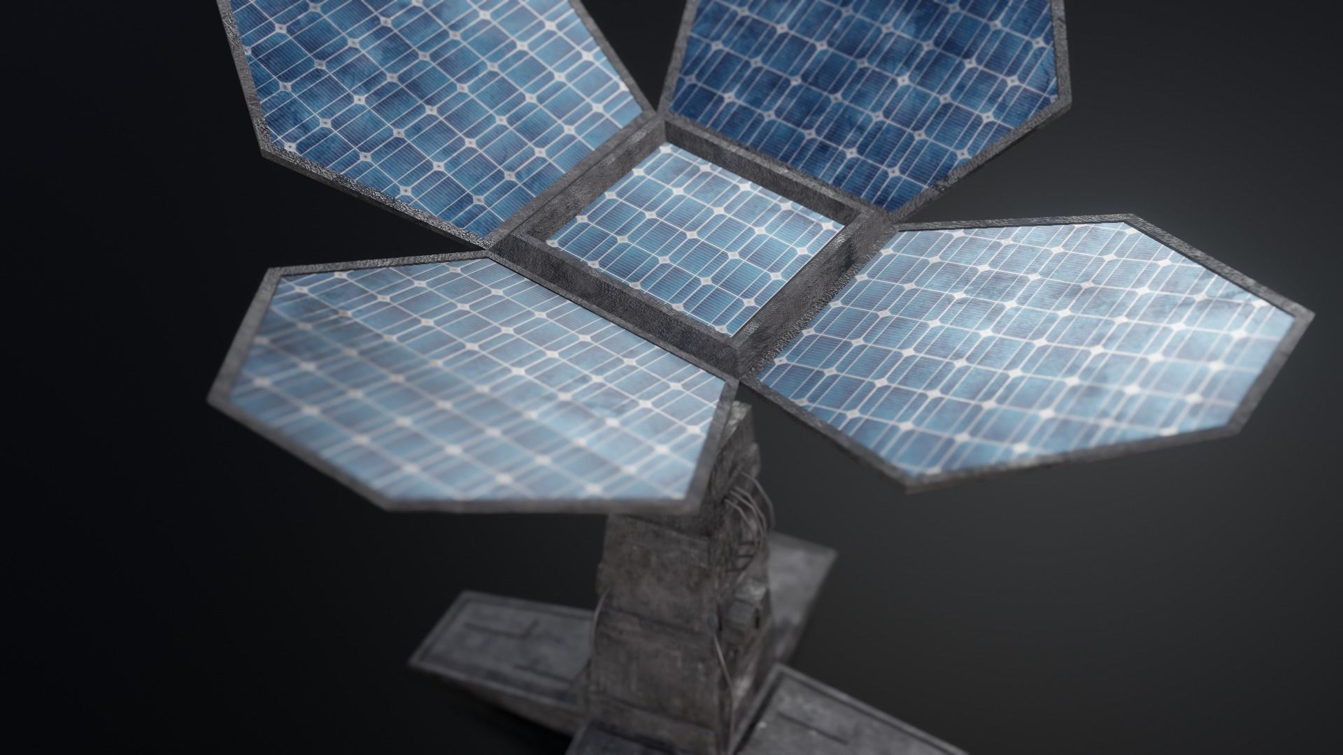 Solar Tower - Solar Panel Low-poly 3D model_1