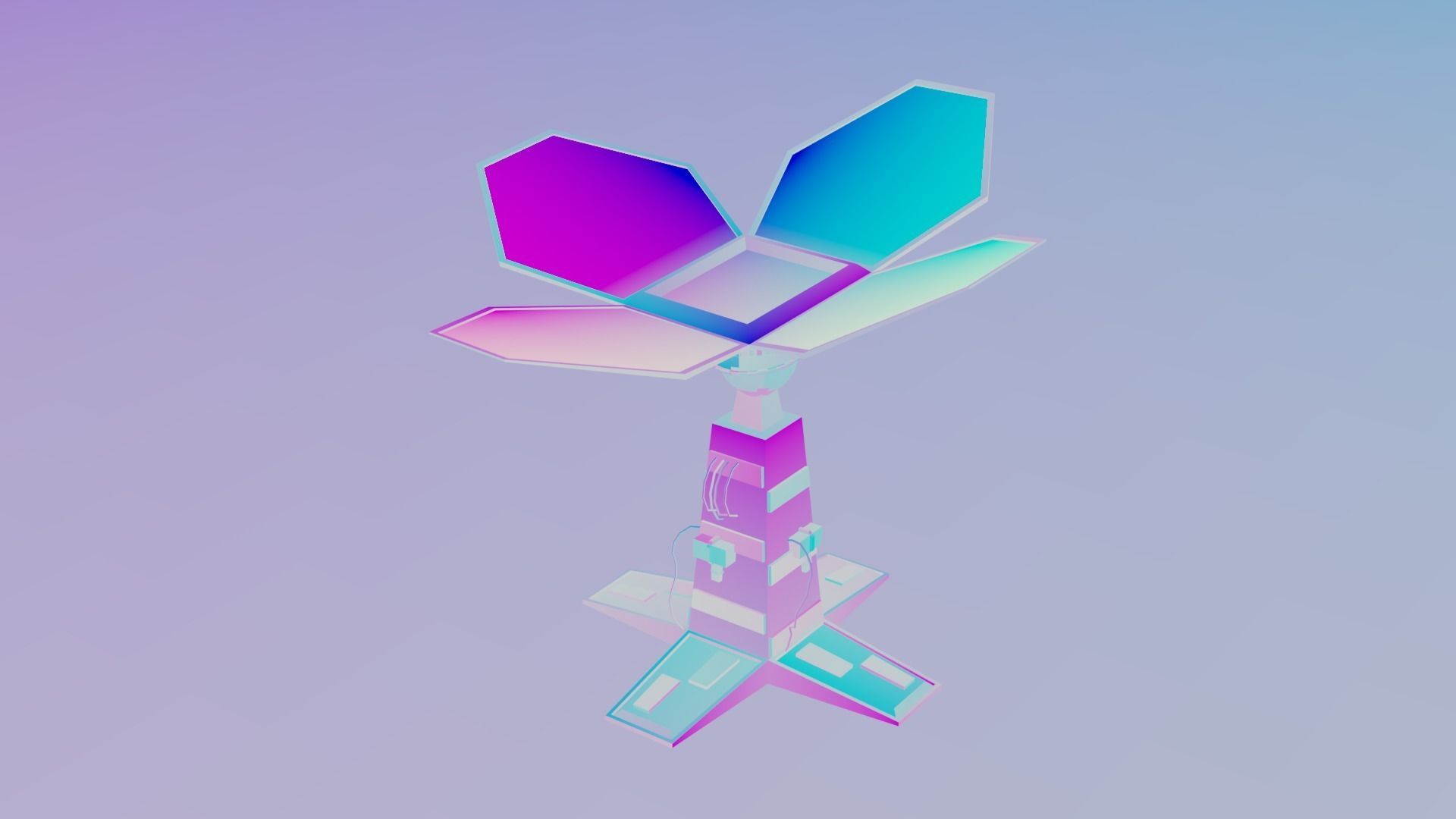 Solar Tower - Solar Panel Low-poly 3D model_9