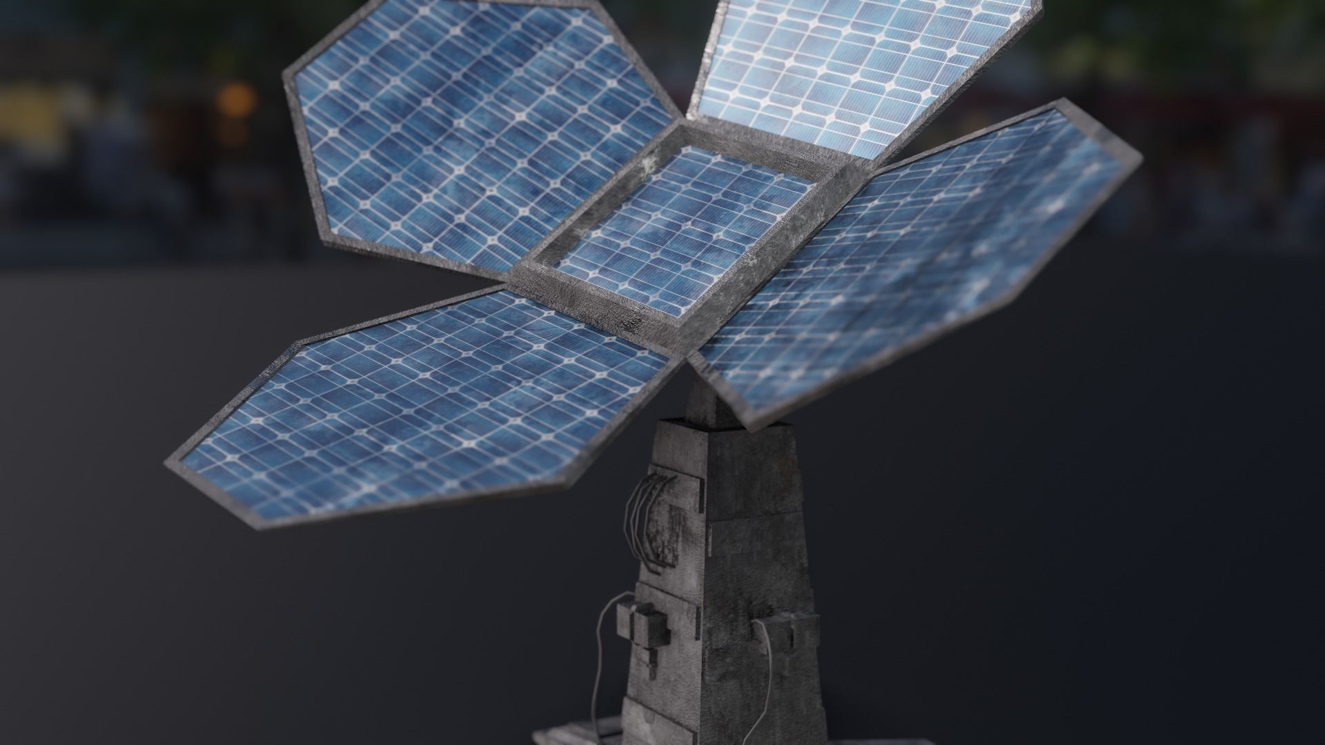 Solar Tower - Solar Panel Low-poly 3D model_3