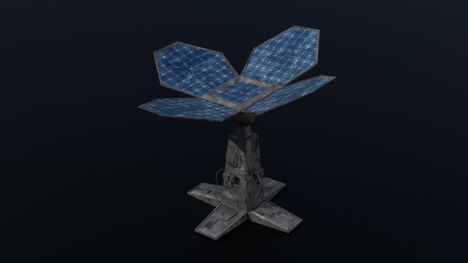 Solar Tower - Solar Panel Low-poly 3D model_5