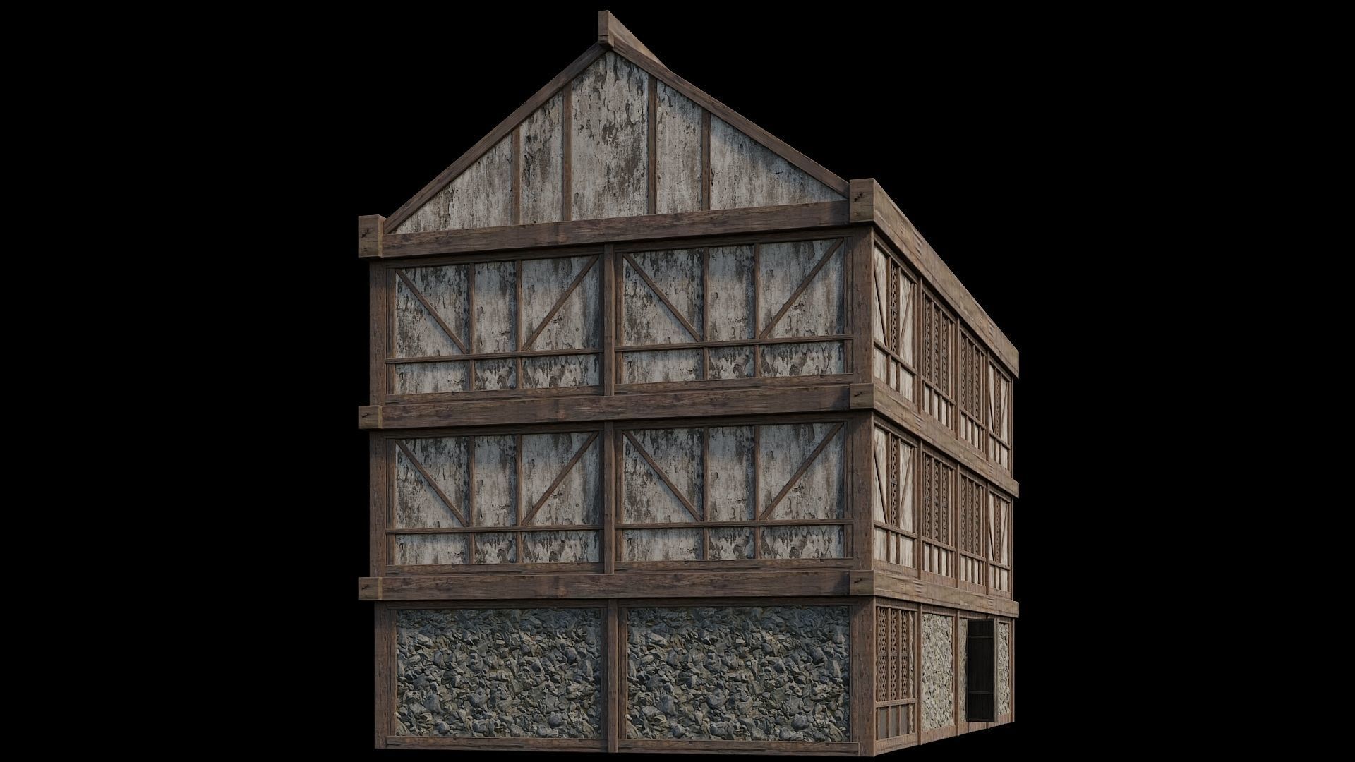 Medieval Houses Pack 36-37-38-39-40 - 4K Textures Game Ready Low-poly 3D model_63