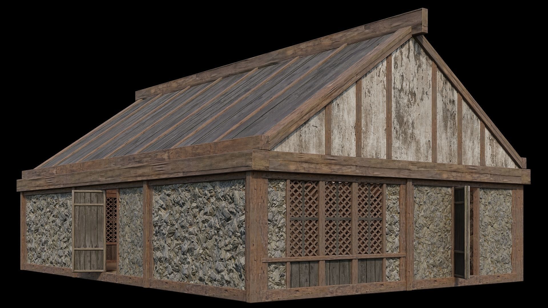 Medieval Houses Pack 36-37-38-39-40 - 4K Textures Game Ready Low-poly 3D model_35