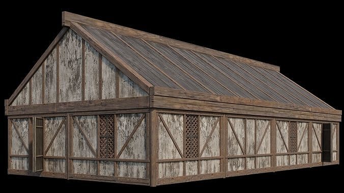 Medieval Houses Pack 36-37-38-39-40 - 4K Textures Game Ready Low-poly 3D model 7