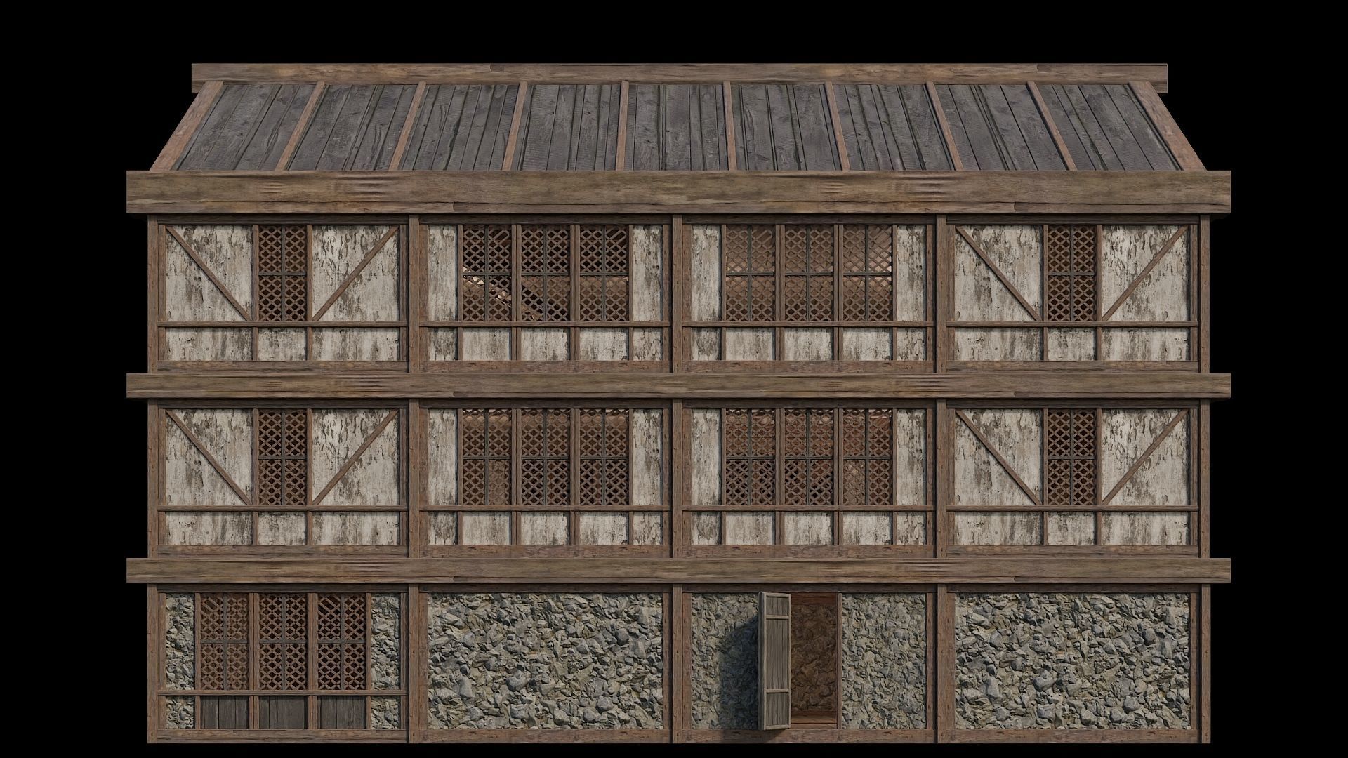 Medieval Houses Pack 36-37-38-39-40 - 4K Textures Game Ready Low-poly 3D model_62