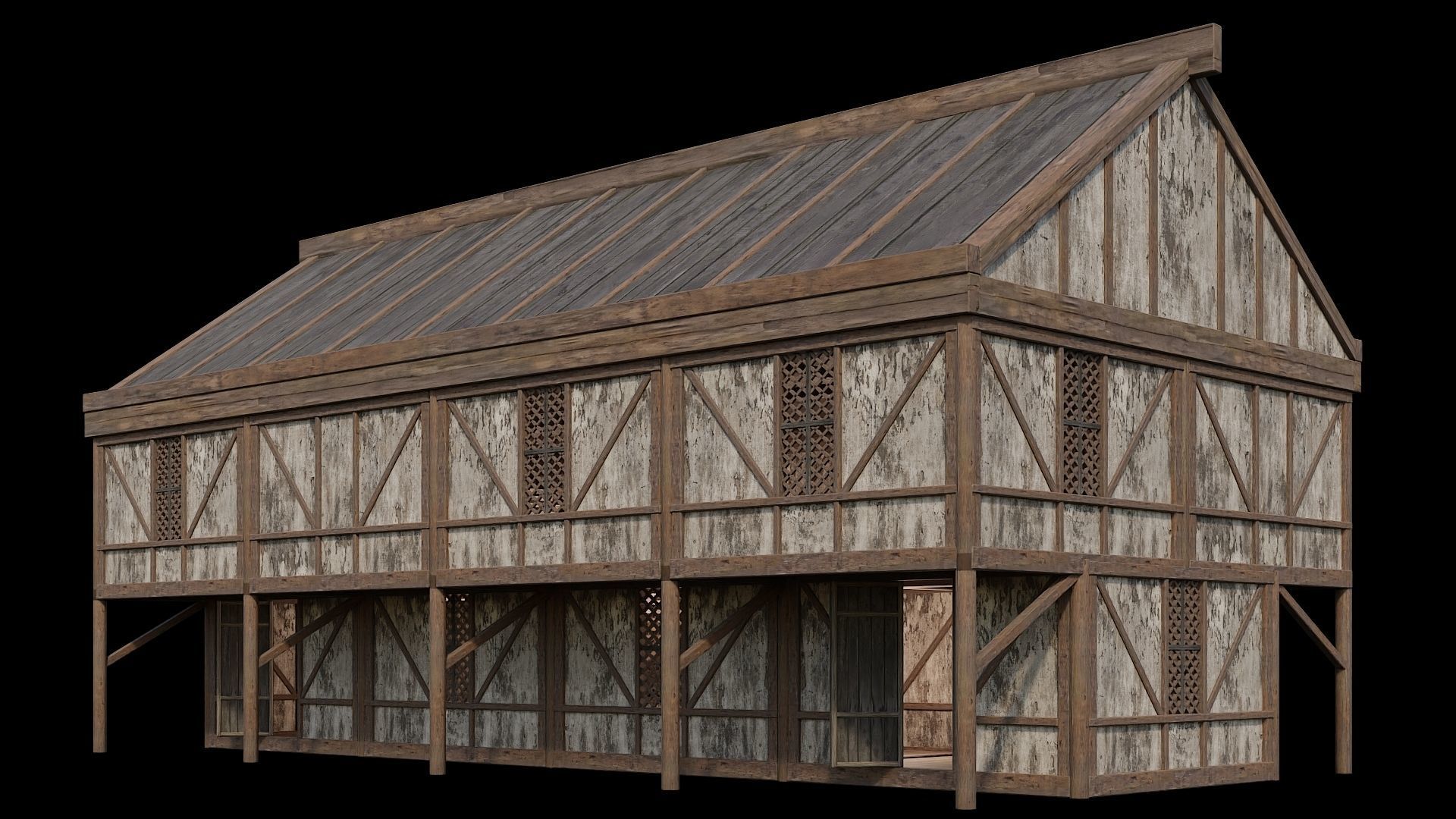 Medieval Houses Pack 36-37-38-39-40 - 4K Textures Game Ready Low-poly 3D model_22