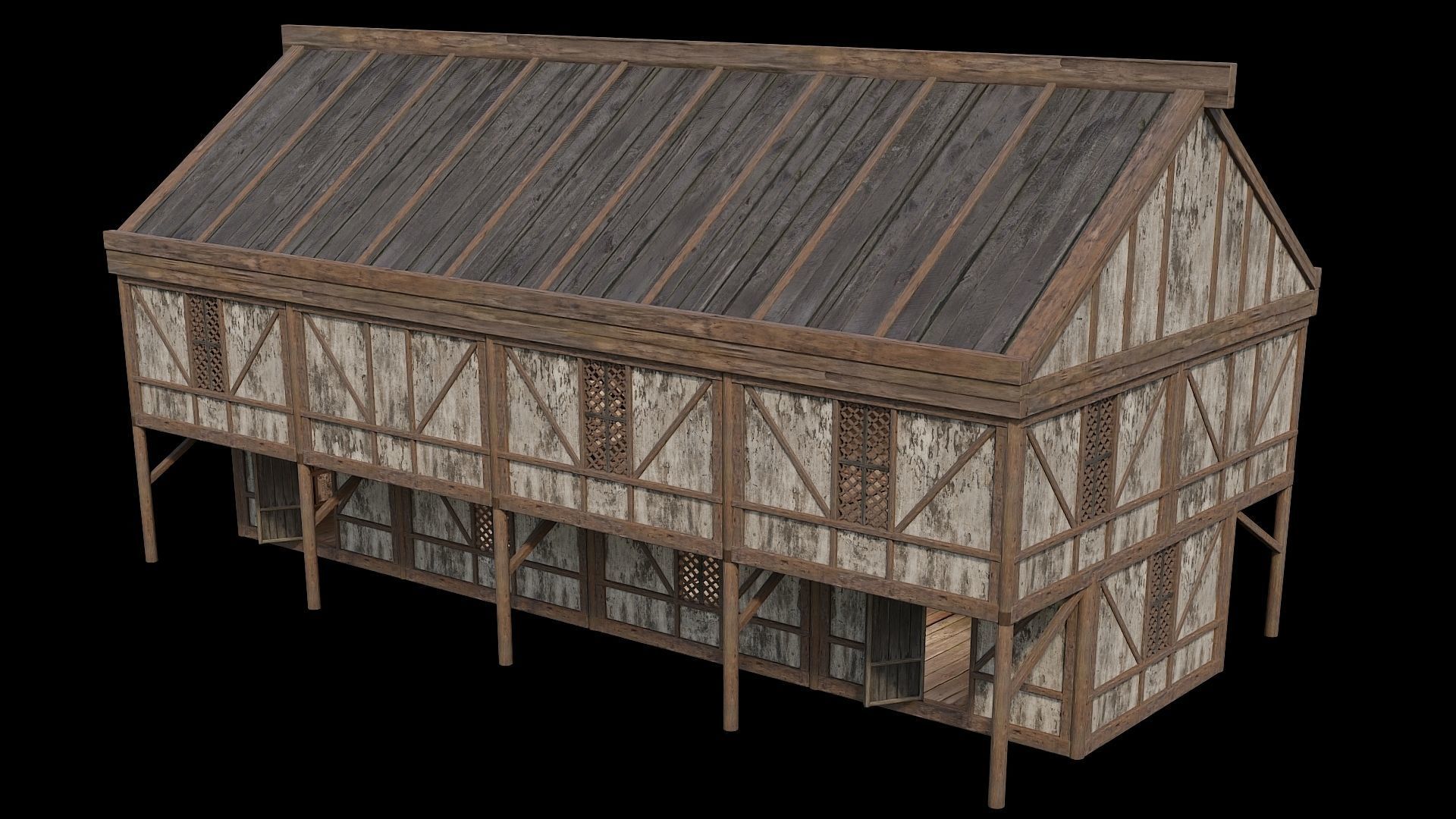 Medieval Houses Pack 36-37-38-39-40 - 4K Textures Game Ready Low-poly 3D model_29