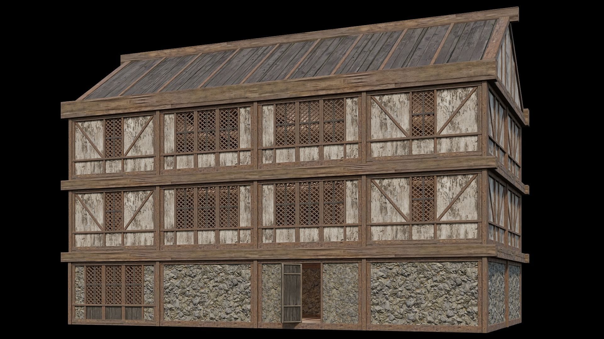 Medieval Houses Pack 36-37-38-39-40 - 4K Textures Game Ready Low-poly 3D model_64