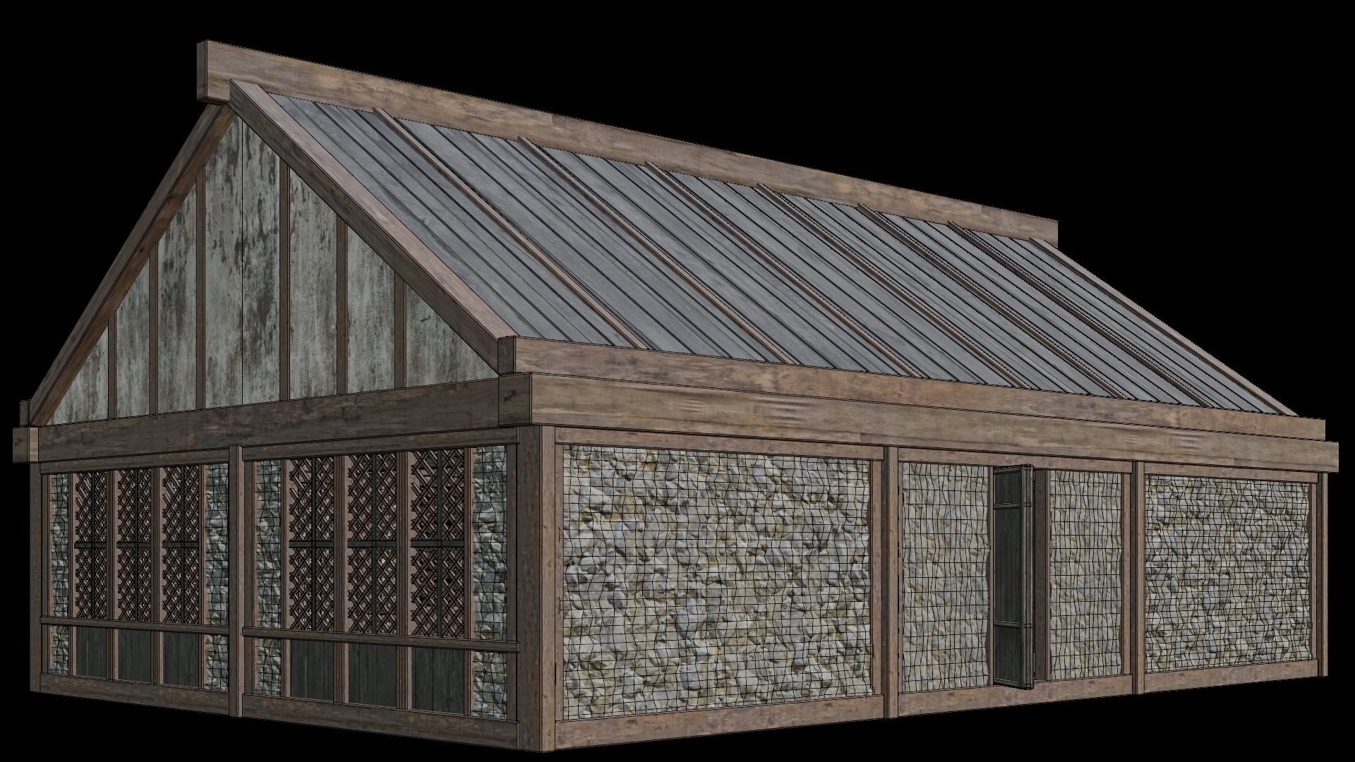 Medieval Houses Pack 36-37-38-39-40 - 4K Textures Game Ready Low-poly 3D model_44