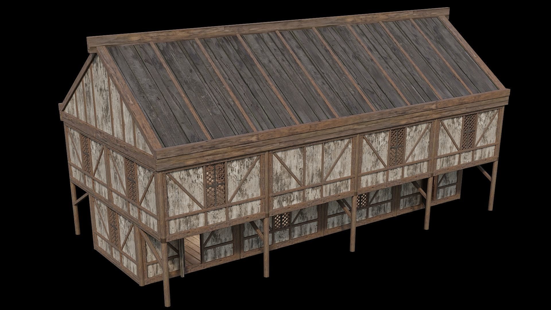 Medieval Houses Pack 36-37-38-39-40 - 4K Textures Game Ready Low-poly 3D model_26