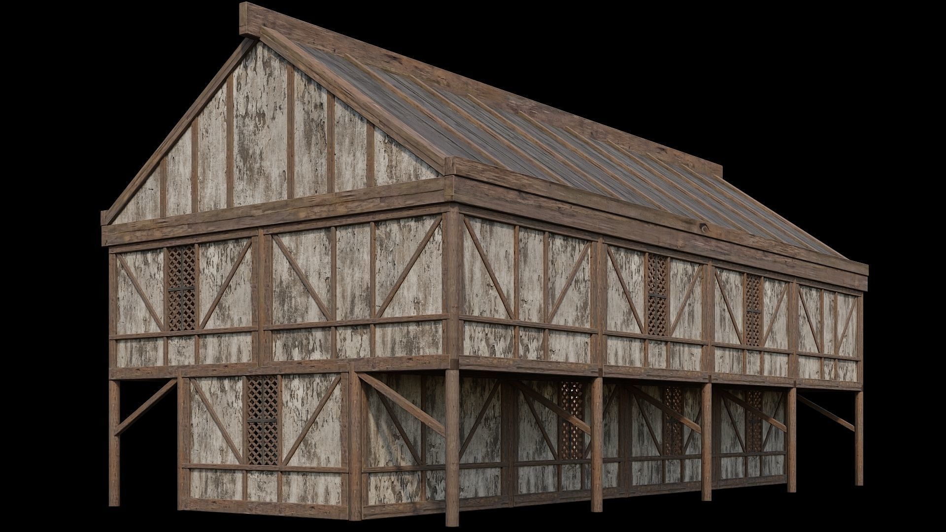 Medieval Houses Pack 36-37-38-39-40 - 4K Textures Game Ready Low-poly 3D model_21