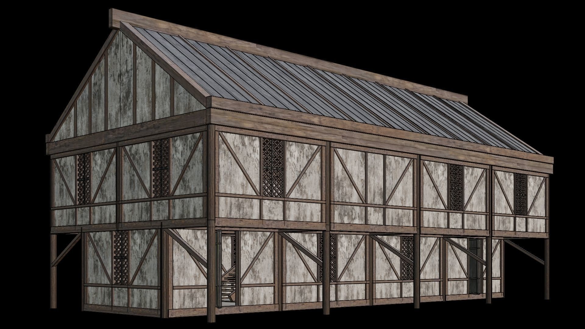 Medieval Houses Pack 36-37-38-39-40 - 4K Textures Game Ready Low-poly 3D model_31