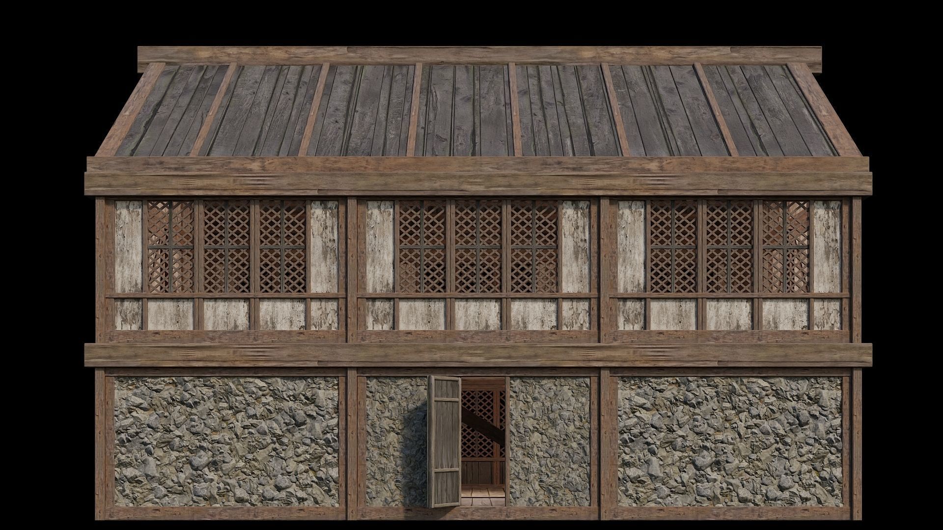 Medieval Houses Pack 36-37-38-39-40 - 4K Textures Game Ready Low-poly 3D model_49