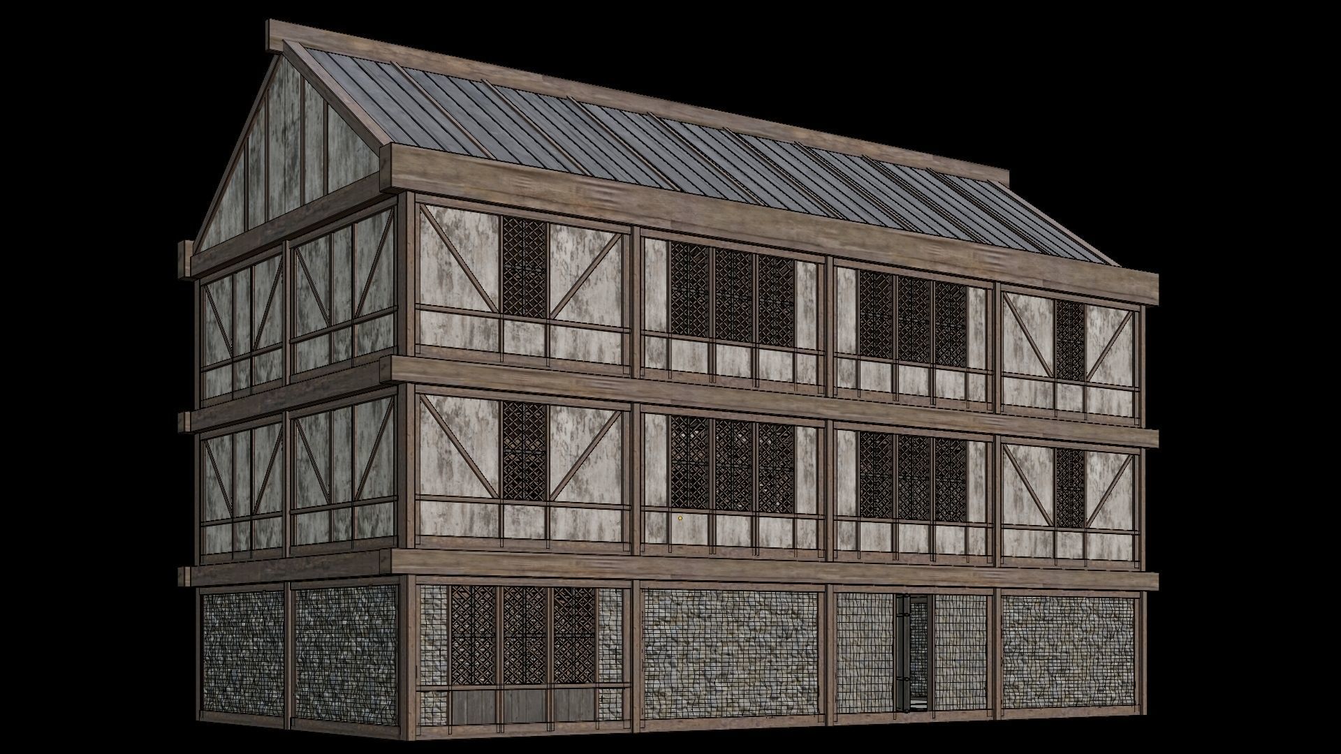 Medieval Houses Pack 36-37-38-39-40 - 4K Textures Game Ready Low-poly 3D model_70